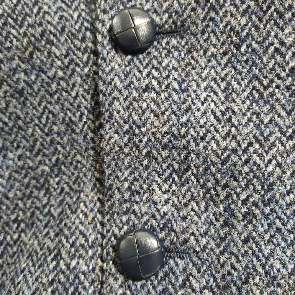 Harris Tweed Handwoven Scottish Wool Blazer 44R Leishman Gray Herringbone Union - Picture 4 of 9